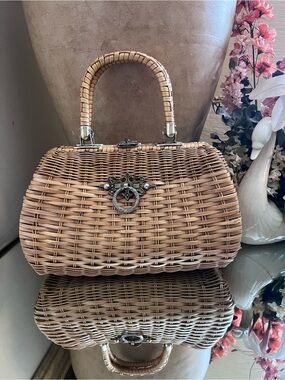 Woven Rattan Handbag Bag in Natural Tan